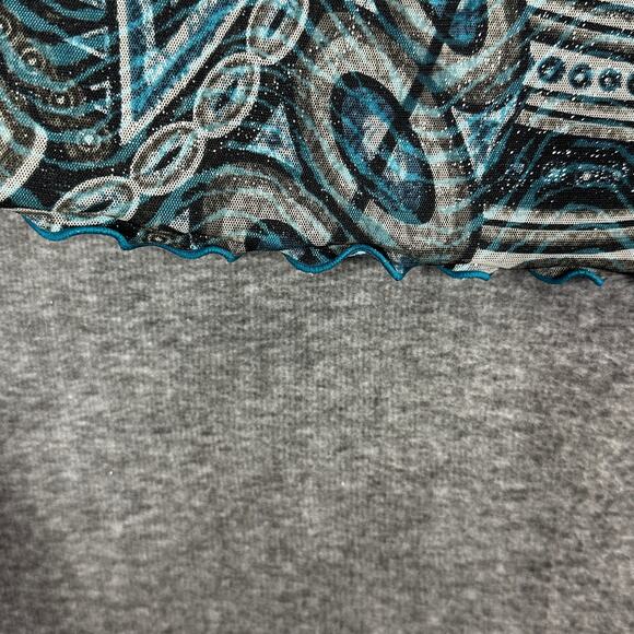 Anac By Kimi Graphic Printed Mesh Top Size XL Boho Art to Wear - Picture 5 of 7